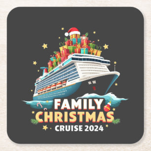Familie Kerstcruise 2024 Matching Outfit Kartonnen Onderzetters