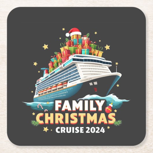Familie Kerstcruise 2024 Matching Outfit Kartonnen Onderzetters (Voorkant)