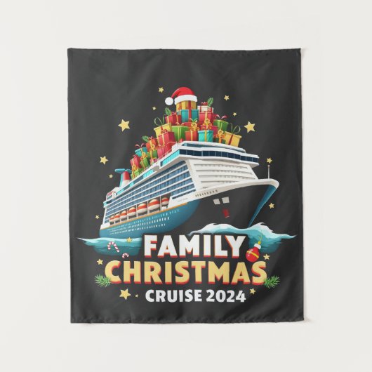 Familie Kerstcruise 2024 Matching Outfit Wandkleed (Voorkant)