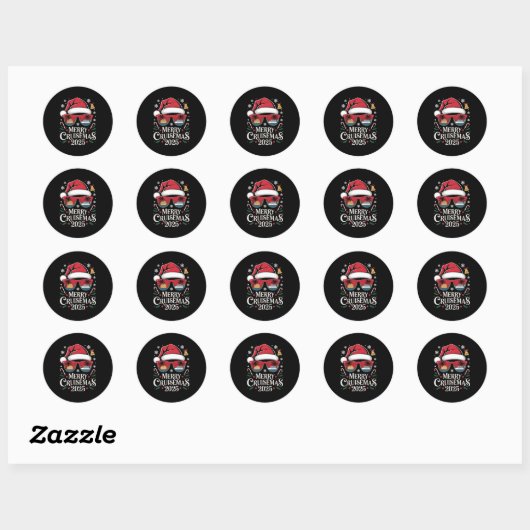 Familie Kerstcruise 2025 Vrolijke Cruisemas Xmas Ronde Sticker (Vel)