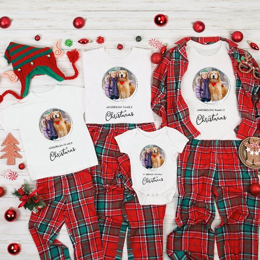 Familie kerstfeest Aangepaste foto's Pet Dog T-shirt
