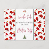Familie Kerstfeest Bewaar de datum Santa Hat Briefkaart (Voorkant)
