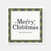 Familie Kerstfeest Classic Plaid Retro Servet (Voorkant)