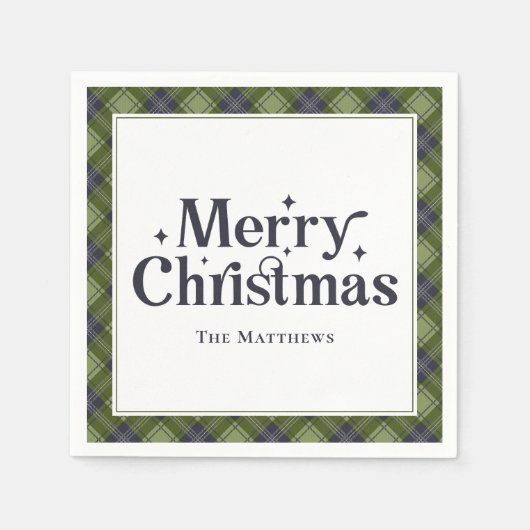 Familie Kerstfeest Classic Plaid Retro Servet (Voorkant)