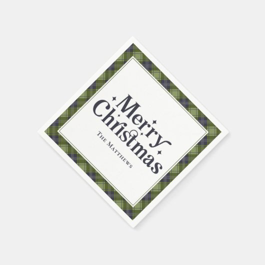 Familie Kerstfeest Classic Plaid Retro Servet (Hoek)