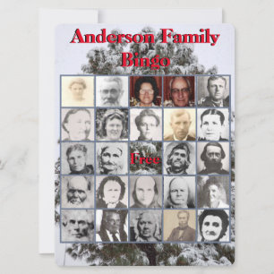 Familie kerstfeest Foto Bingo Snowy Tree