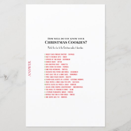 Familie kerstfeest Game PRINED (Achterkant)