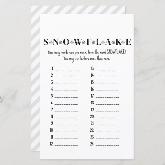 Familie kerstfeest Game PRINED (Voorkant / Achterkant)