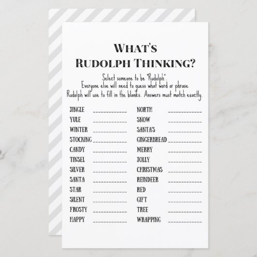 Familie kerstfeest Game PRINED (Voorkant / Achterkant)