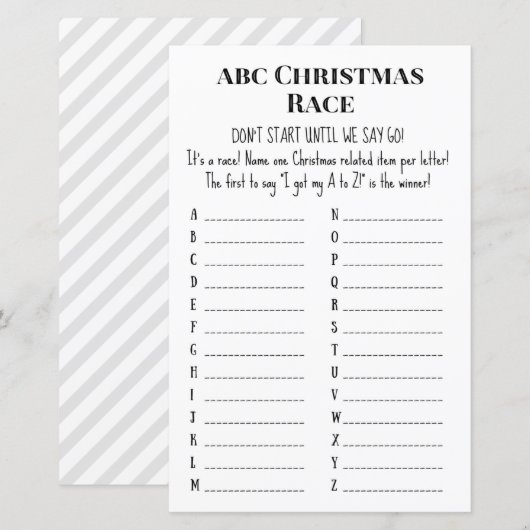 Familie kerstfeest Game PRINED (Voorkant / Achterkant)