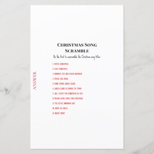 Familie kerstfeest Game PRINED (Achterkant)