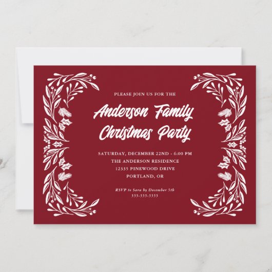 Familie Kerstfeest Moderne witte groen Kaart (Voorkant)