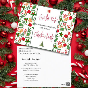 Familie Kerstfeest Save the Date Holly Berry Briefkaart