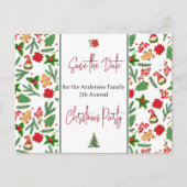 Familie Kerstfeest Save the Date Holly Berry Briefkaart (Voorkant)
