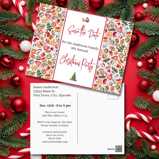 Familie Kerstfeest Save the Date Kerstvakantie Briefkaart
