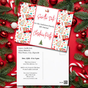 Familie Kerstfeest Save the Date Rode Vrachtwagen Briefkaart