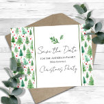 Familie Kerstfeest Save the Date Tree Briefkaart<br><div class="desc">Leuk waterverf kerstontwerp. Alle tekst is aanpasbaar en eenvoudig te wijzigen voor uw eigen feestbehoeften. Sla de Date familie kerstfeest briefkaarten.</div>