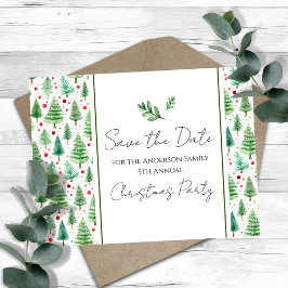 Familie Kerstfeest Save the Date Tree Briefkaart
