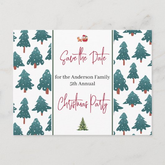 Familie Kerstfeest Save the Date Trees Briefkaart (Voorkant)