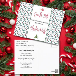 Familie Kerstfeest Save the Date Trees Briefkaart