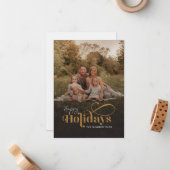 Familie kerstfeestdag Foto met handschrift Notitiekaartje (Voorkant / Achterkant in situ)