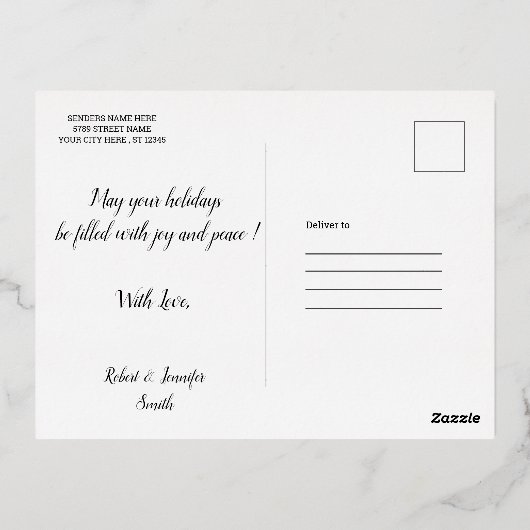 Familie kerstFolie Post Kaart met elegant lijst (Achterkant)