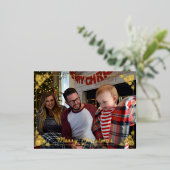 Familie kerstFolie Post Kaart met elegant lijst (Staand Voorkant)