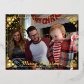 Familie kerstFolie Post Kaart met elegant lijst (Voorkant)