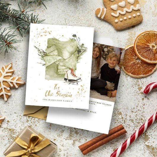  familie kerstfoto Boho Tis het seizoen Feestdagenkaart