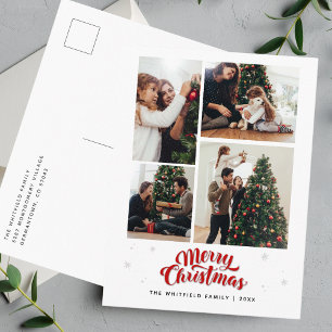 Familie Kerstfoto Collage Typografie Feestdagenkaart
