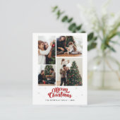 Familie Kerstfoto Collage Typografie Feestdagenkaart (Staand voorkant)