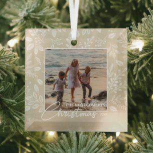 Familie kerstfoto glas ornament