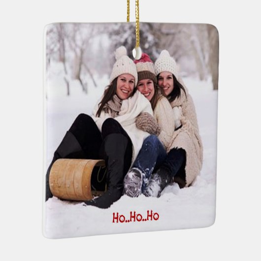 Familie kerstfoto - Ho Ho Ho - Keramisch Ornament (Rechts)