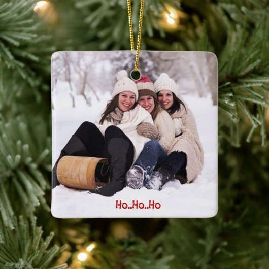 Familie kerstfoto - Ho Ho Ho - Keramisch Ornament (Boom)