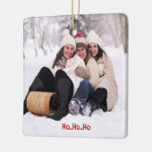Familie kerstfoto - Ho Ho Ho - Keramisch Ornament (Links)