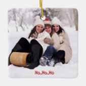 Familie kerstfoto - Ho Ho Ho - Keramisch Ornament (Voorkant)