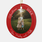 Familie kerstfoto jaarversiering keramisch ornament (Links)