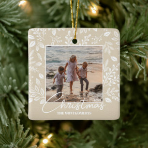 Familie kerstfoto keramisch ornament