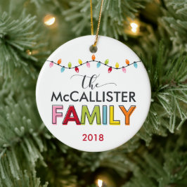 Familie kerstfoto kleurrijke keepaardfoto keramisch ornament