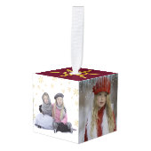 Familie kerstfoto-kubusversiering decoratie (Voorkant hoekig)