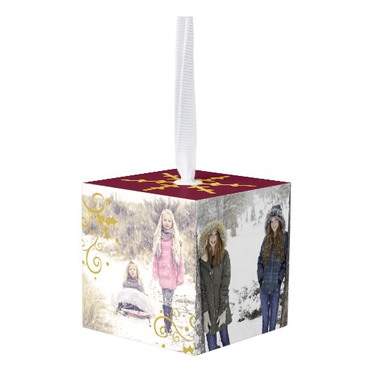 Familie kerstfoto-kubusversiering decoratie (Achter hoekig)