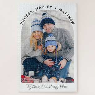 Familie kerstfoto samen is onze gelukkige plek legpuzzel