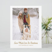 Familie Kerstfoto Sneeuw Feestdagenkaart (Staand voorkant)