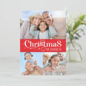 FAMILIE KERSTFOTO stijlvolle typografie rood Feestdagenkaart (Staand voorkant)
