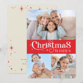 FAMILIE KERSTFOTO stijlvolle typografie rood Feestdagenkaart (Voorkant / Achterkant)