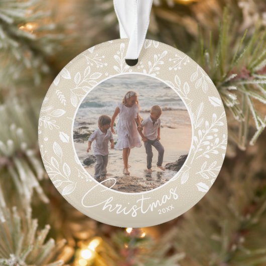 Familie kerstfoto van ivoor Acrylyl Ornament (Boom)