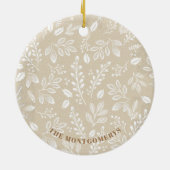 Familie kerstfoto van ivoren keramische siervoorwe keramisch ornament (Achterkant)