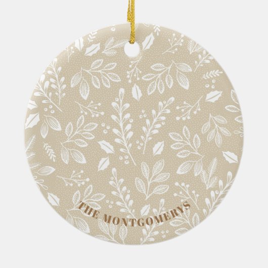 Familie kerstfoto van ivoren keramische siervoorwe keramisch ornament (Achterkant)