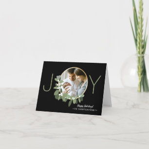 Familie kerstfotominimalist Wreath Joy Kaart