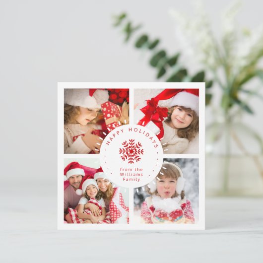 Familie kerstfoto's Snowflake Sjabloon (Staand voorkant)